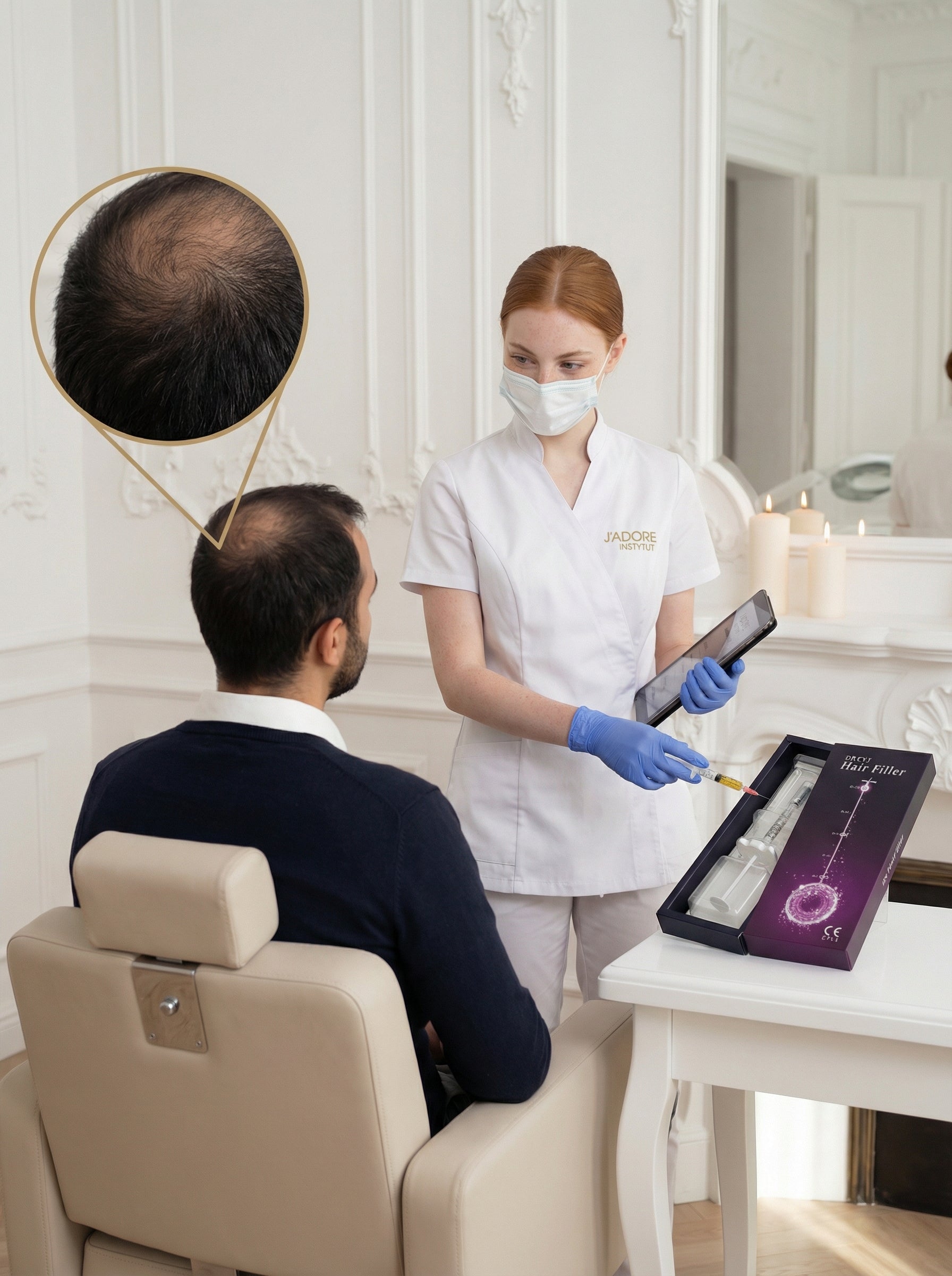Mezoterapia igłowa głowy – leczenie wypadania włosów – zabieg w J'adore Instytut Kraków