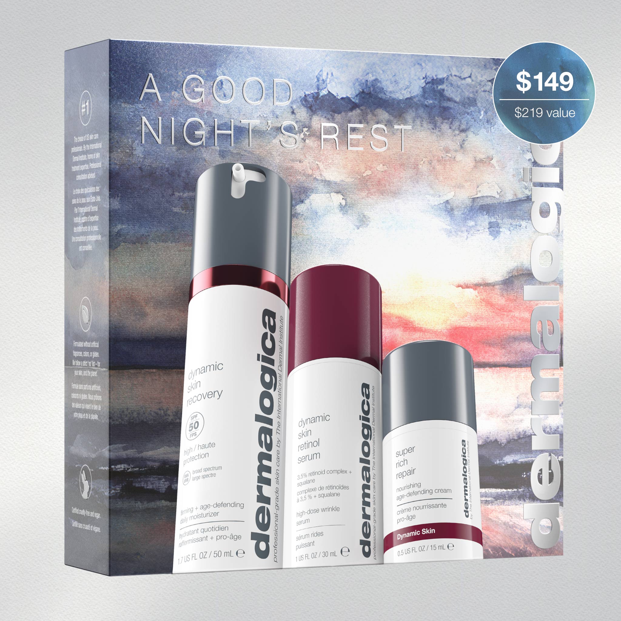 a good night's rest set (2 full-size + 1 travel-size)