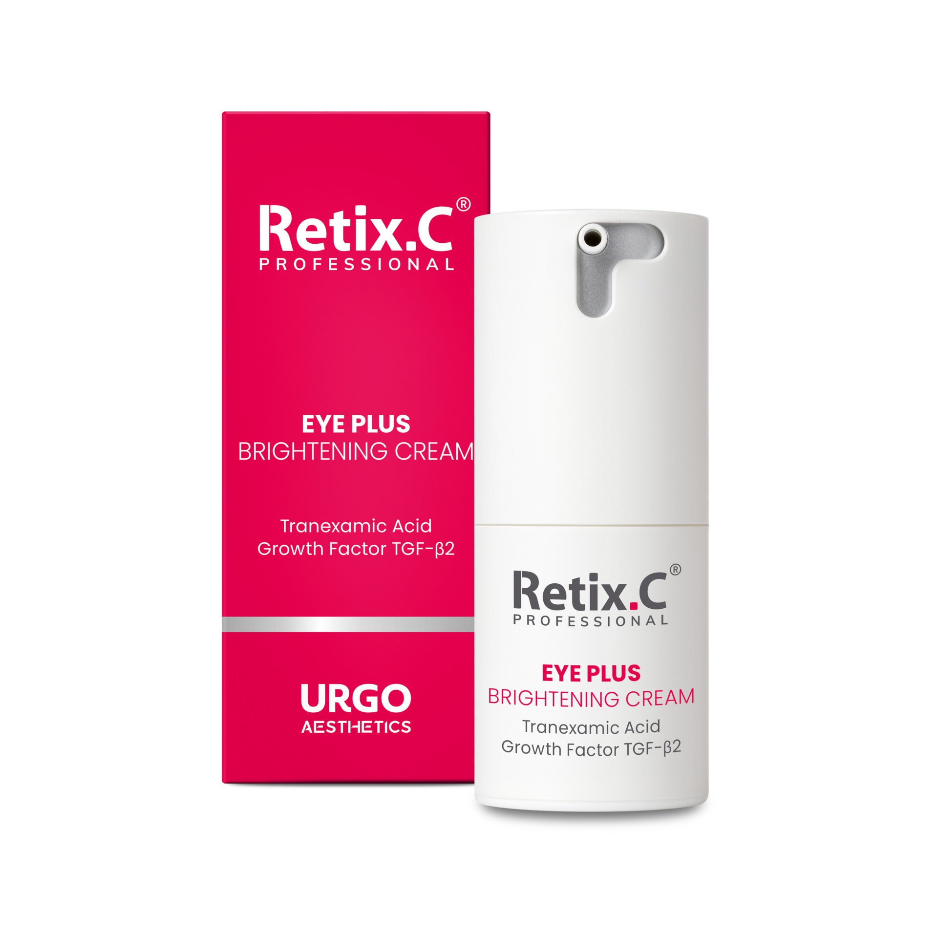 Retix.C EYE PLUS Brightening Cream 15 ml — rozjaśniający krem pod oczy w białym tubie z pompką, marka Retix.C