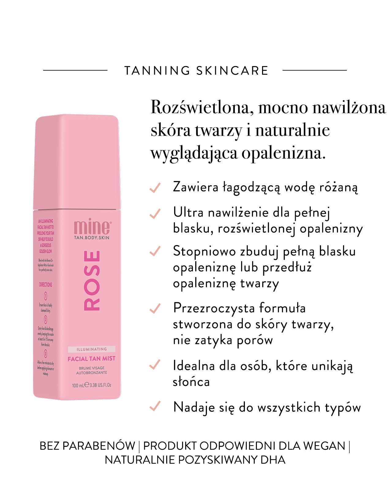 MineTan Rose — Rozświetlająca Mgiełka Samoopalająca do Twarzy 100 ml — ujęcie 2