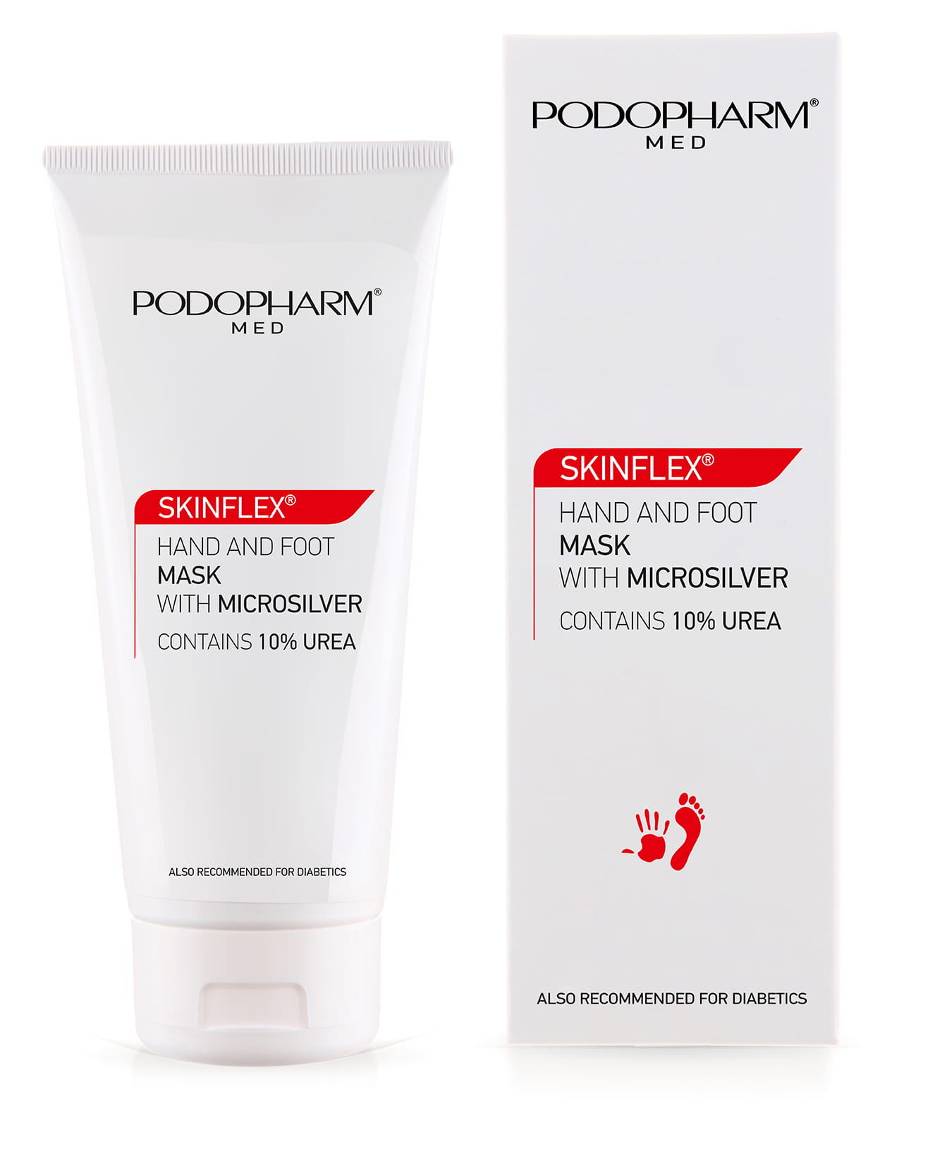 SKINFLEX Maska do dłoni i stóp z mikrosrebrem — PODOPHARM (zdjęcie poglądowe opakowania 100 ml)