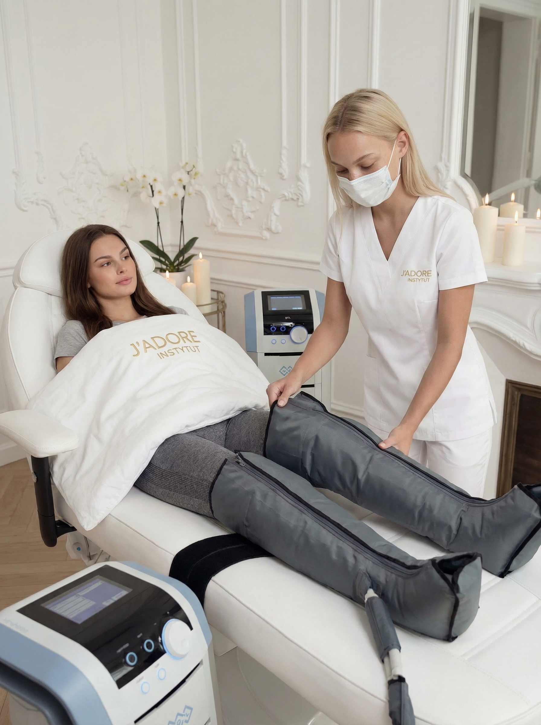 Presoterapia – drenaż limfatyczny sprzętowy – efekty zabiegu w salonie J'adore