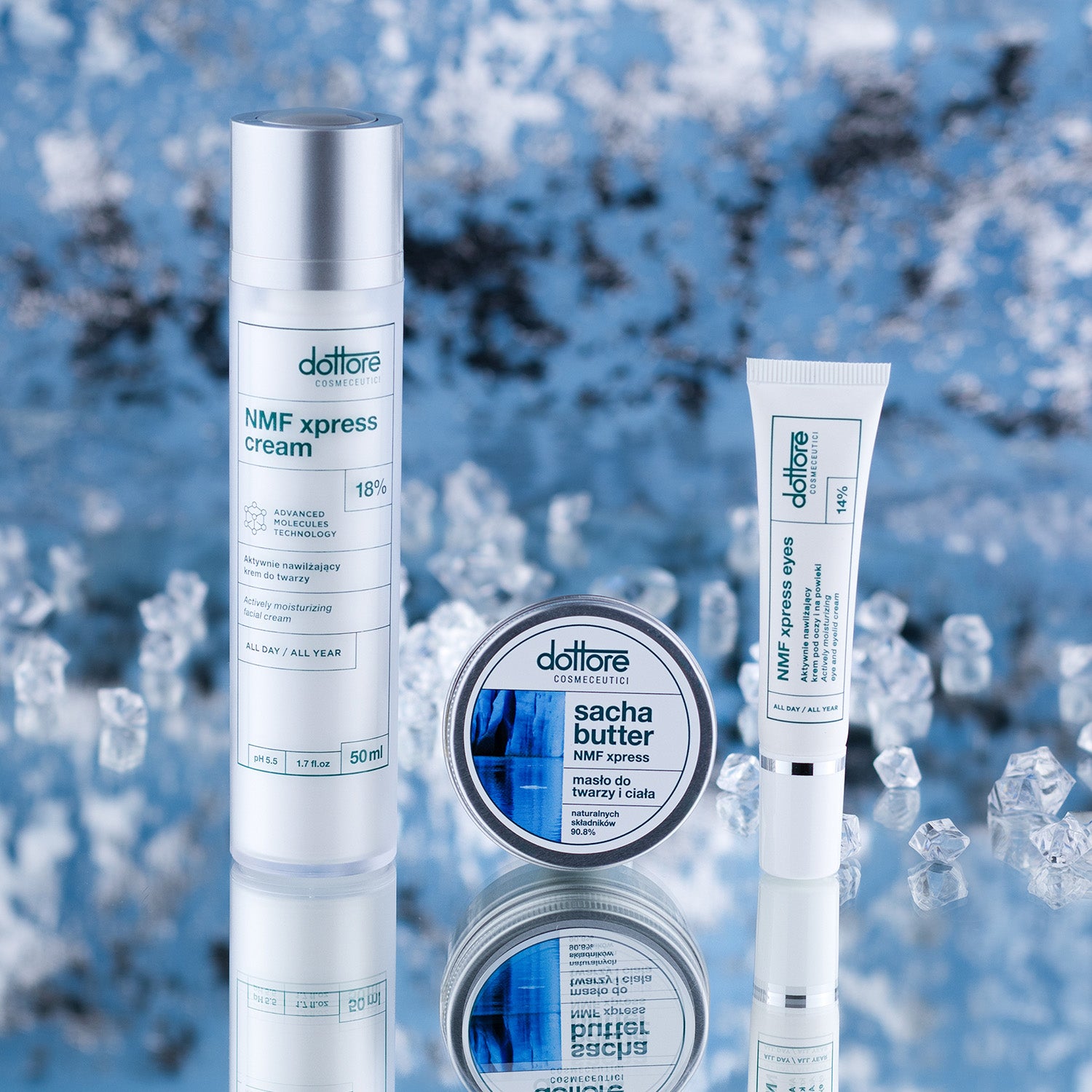 Dottore kuracja intensywnie nawilżająca – NMF xpress cream, NMF eyes, sacha butter