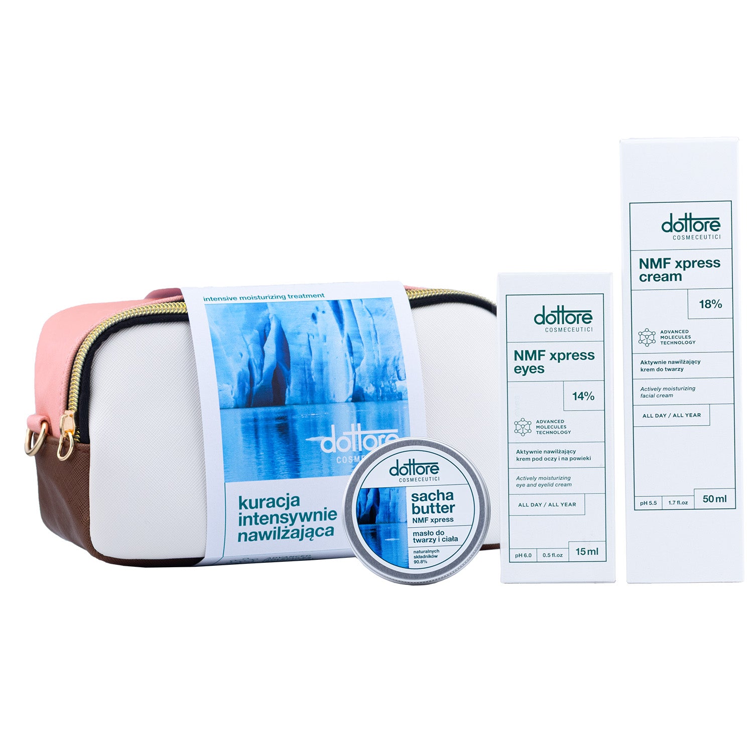 Dottore kuracja intensywnie nawilżająca – NMF xpress cream, NMF eyes, sacha butter