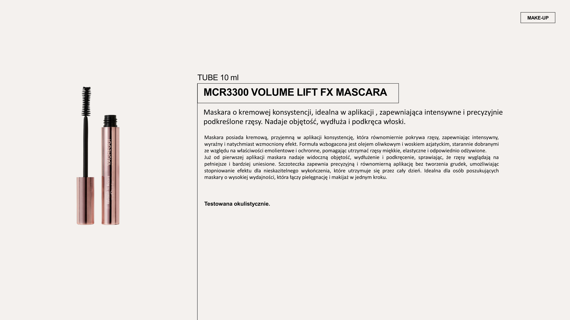 Vagheggi Makeup — VOLUMELIFT FX Tusz do rzęs 10 ml — Vagheggi | J'ADORE Instytut Sklep