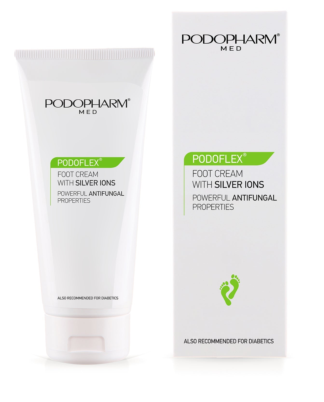 PODOFLEX® Krem do stóp z jonami srebra 100 ml — element zestawu PODOPHARM Zestaw: Kuracja przeciw nadpotliwości stóp