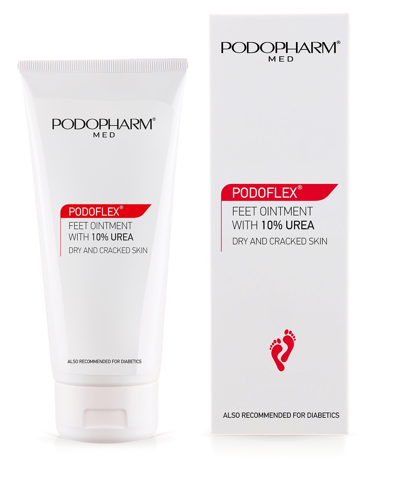 PODOFLEX® Maść do stóp z mocznikiem 10% 100 ml — element zestawu PODOPHARM Zestaw: Kuracja SOS na popękane pięty