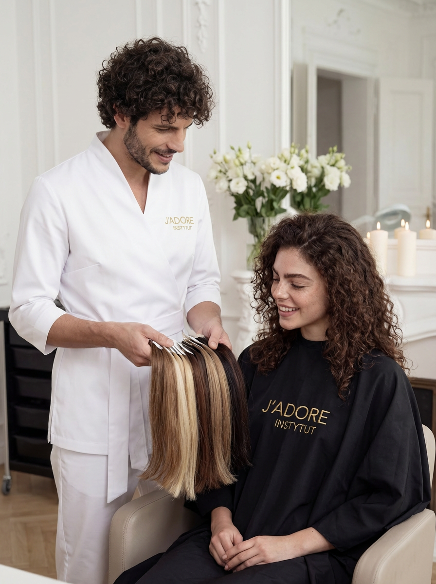 Przedłużanie włosów – objętość i długość – zabieg w J'adore Instytut Kraków